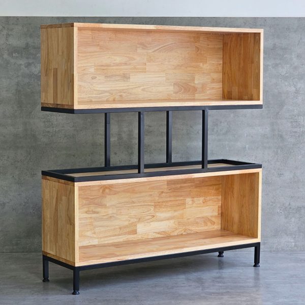 Kệ sách 2 ngăn 100x30x120cm gỗ cao su khung sắt KTB146