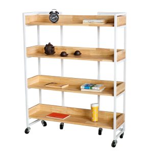 Kệ sách 4 tầng di động 100x30x120cm gỗ cao su KS68262