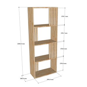 Kệ sách 4 tầng 60x28x160cm gỗ cao su sơn màu KS68230