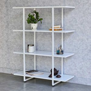 Kệ sách 4 tầng 94x35x120(cm) khung sắt màu trắng KS68229