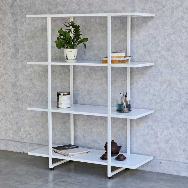 Kệ sách 4 tầng 94x35x120(cm) khung sắt màu trắng KS68229