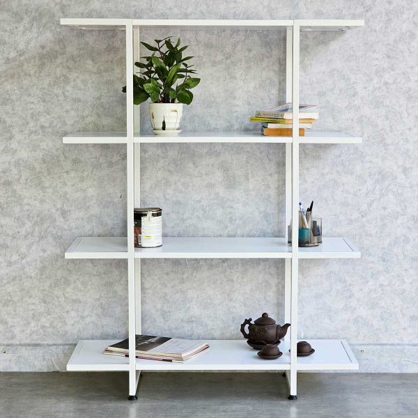 Kệ sách 4 tầng 94x35x120(cm) khung sắt màu trắng KS68229