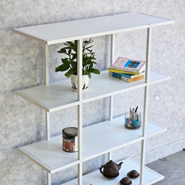 Kệ sách 4 tầng 94x35x120(cm) khung sắt màu trắng KS68229