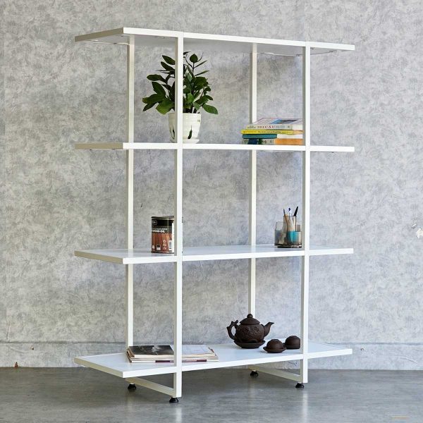 Kệ sách 4 tầng 94x35x120(cm) khung sắt màu trắng KS68229