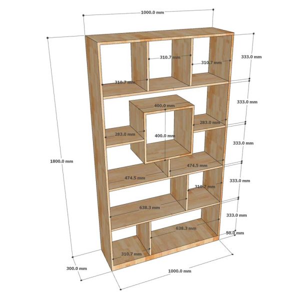 Kệ sách 5 tầng 100x30x180cm gỗ cao su KS68206