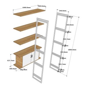 Kệ sách kệ trưng bày có hộc tủ gỗ khung sắt KS68165