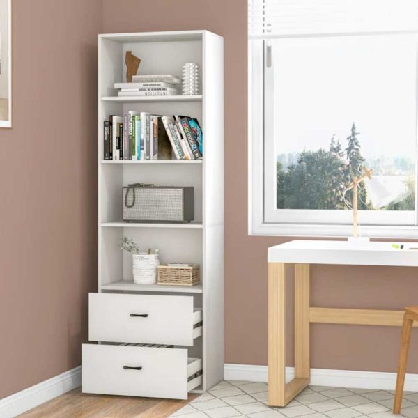 Kệ sách có ngăn tủ kéo 60x32x190cm gỗ cao su KS68249