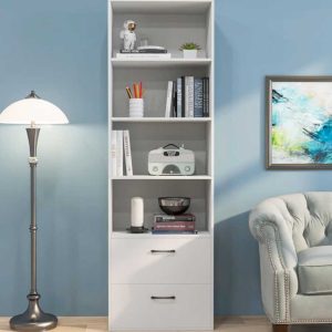 Kệ sách có ngăn tủ kéo 60x32x190cm gỗ cao su KS68249