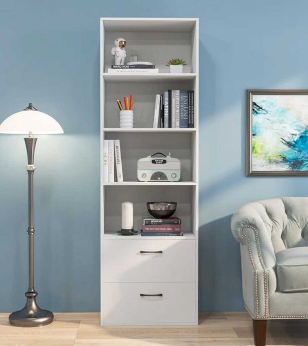 Kệ sách có ngăn tủ kéo 60x32x190cm gỗ cao su KS68249