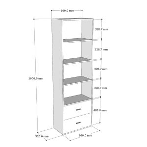 Kệ sách có ngăn tủ kéo 60x32x190cm gỗ cao su KS68249