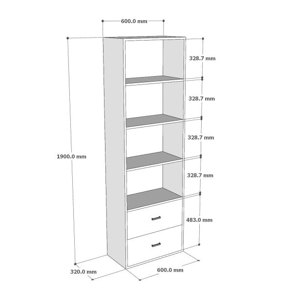 Kệ sách có ngăn tủ kéo 60x32x190cm gỗ cao su KS68249