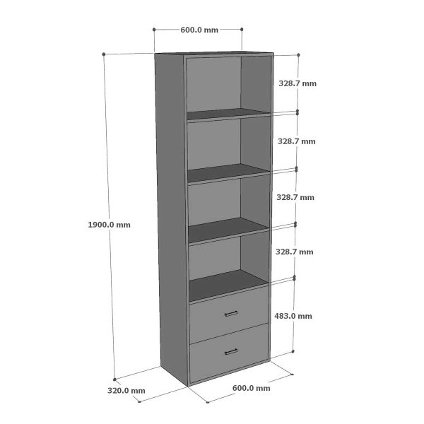 Kệ sách có ngăn tủ kéo 60x32x190cm gỗ cao su KS68249