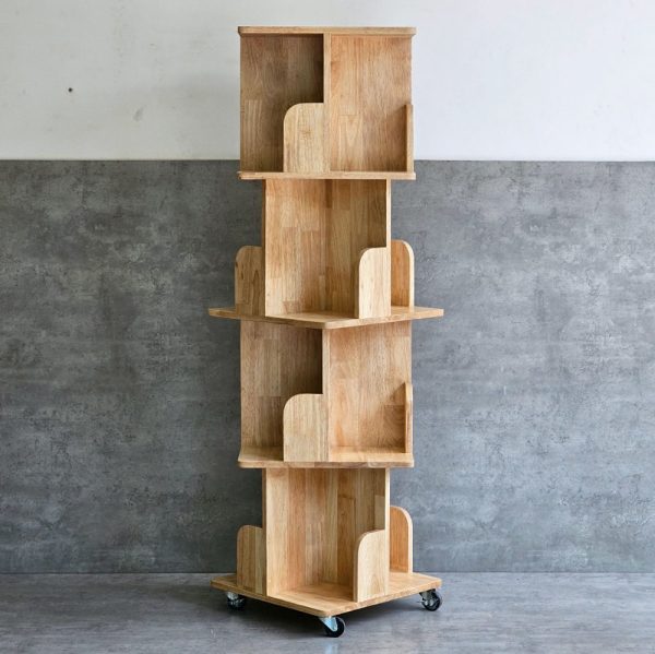 Kệ sách di động 4 tầng gỗ tự nhiên