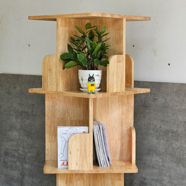 Kệ sách di động 4 tầng gỗ tự nhiên
