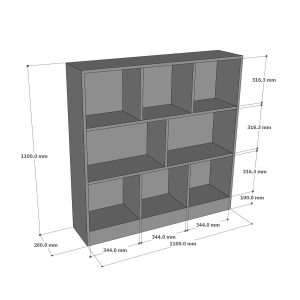 Kệ sách 110x26x110cm gỗ cao su KS68241