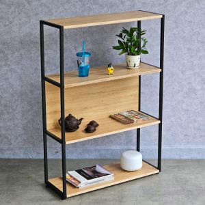 Kệ sách 4 tầng gỗ khung sắt gỗ plywood KS68218