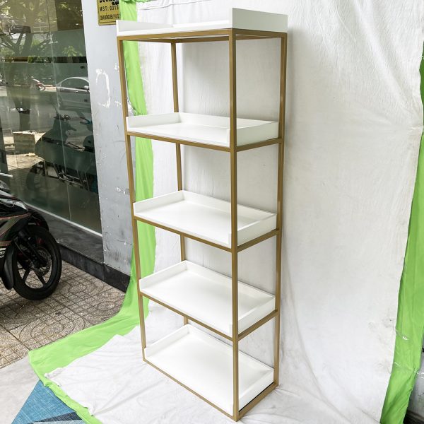 Kệ sách trang trí 5 tầng khung sắt gỗ cao su KS68133