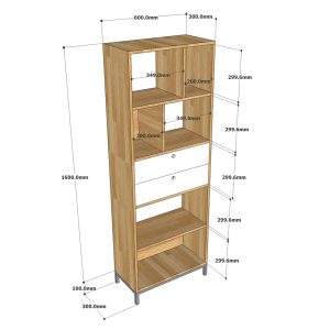 Kệ sách gỗ cao su đế chân sắt KS68155