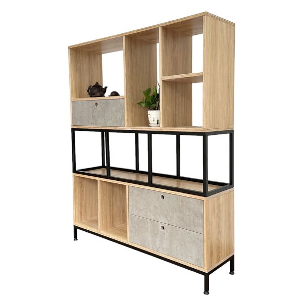 Kệ sách kệ trang trí gỗ Plywood khung sắt KS68167