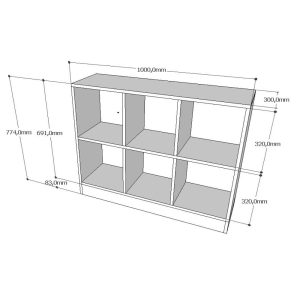 Kệ sách ô vuông đặt thấp 100x30x78cm gỗ cao su KS68216