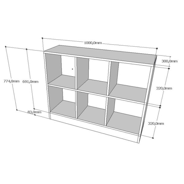 Kệ sách ô vuông đặt thấp 100x30x78cm gỗ cao su KS68216