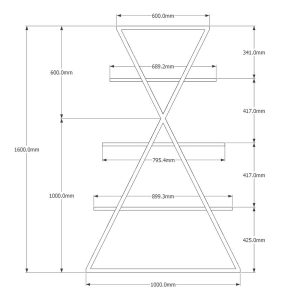 Kệ khung sắt chữ X 5 tầng gỗ cao su