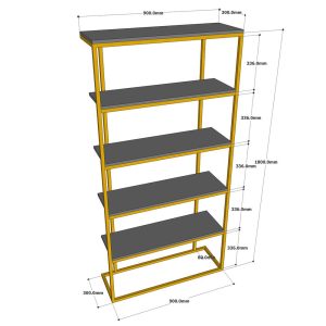 Kệ sách trang trí 5 tầng khung sắt gỗ cao su KS68131