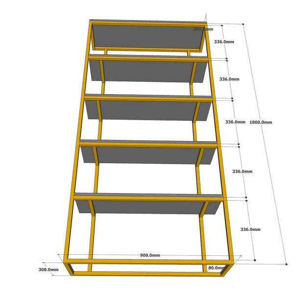 Kệ sách trang trí 5 tầng khung sắt gỗ cao su KS68131