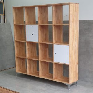 Kệ sách đơn giản có hộc tủ gỗ cao su KS68163