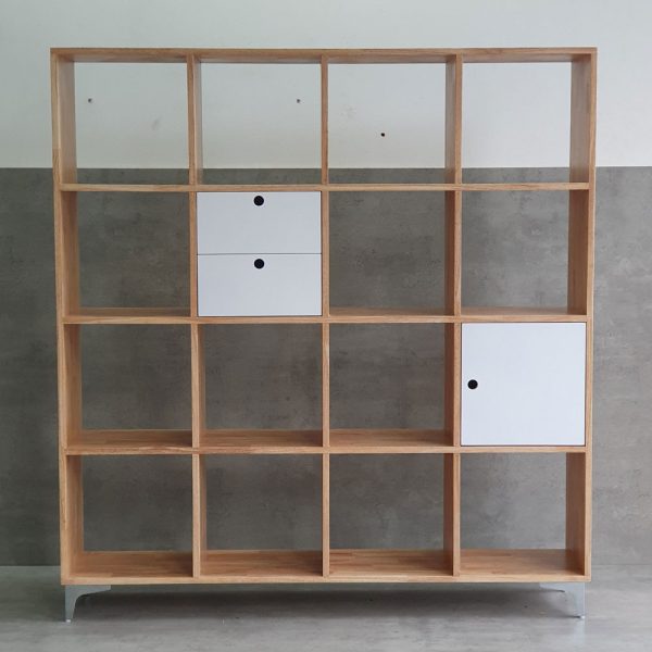 Kệ sách đơn giản có hộc tủ gỗ cao su KS68163