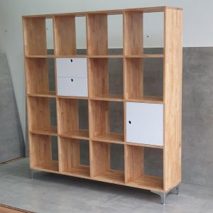 Kệ sách đơn giản có hộc tủ gỗ cao su KS68163