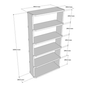 Kệ sách 5 tầng 80x30x160cm gỗ tràm KS68234