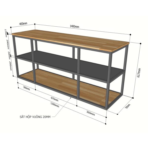 Kệ Tivi UNMA đơn giản khung săt gỗ cao su KTV68078