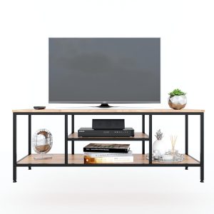 Kệ Tivi ZAME 140cm đơn giản khung sắt gỗ cao su KTV68077