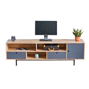 Kệ tivi phòng khách gỗ cao su 180x40x53cm KTV68053