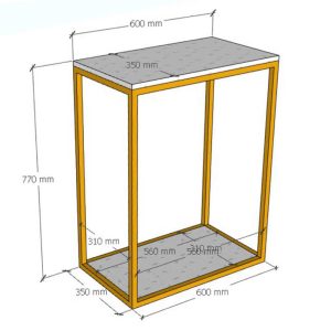 Kệ trang trí 2 tầng 60x30x75cm mặt đá khung sắt KTB68163