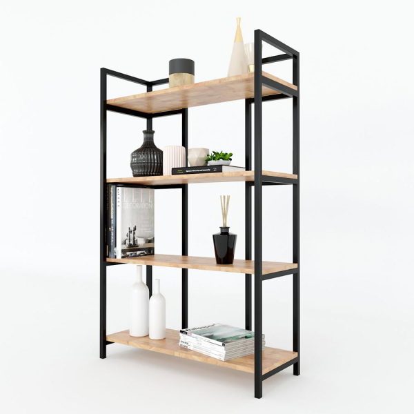 Kệ sách trang trí DRACO 4 tầng gỗ cao su khung sắt KS68064