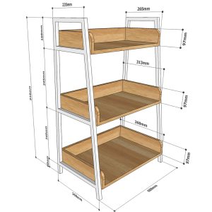 Kệ CASAN 3 tầng gỗ Plywood kết hợp khung sắt KS68171