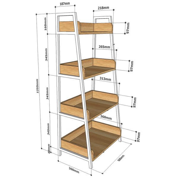 Kệ CASAN 4 tầng gỗ kết hợp khung sắt