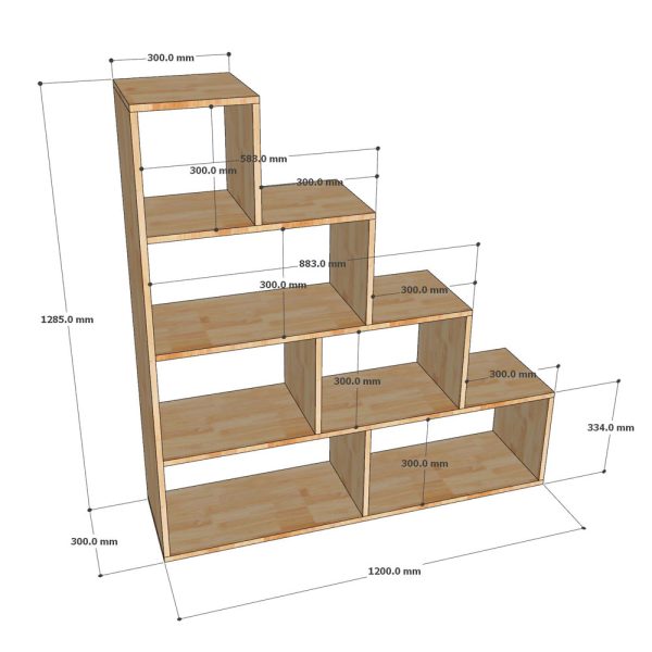 Kệ trang trí bậc thang 120x30x128cm gỗ plywood KTB68153