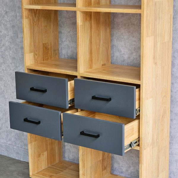Kệ sách có hộc tủ 80x30x150cm gỗ cao su chân sắt KS68160