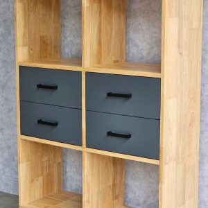 Kệ sách có hộc tủ 80x30x150cm gỗ cao su chân sắt KS68160