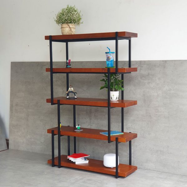 Kệ sách LAM-SHELF 100x34x150cm gỗ thông khung sắt KTB68041