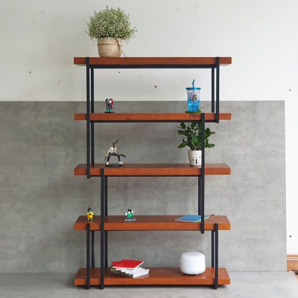 Kệ sách LAM-SHELF 100x34x150cm gỗ thông khung sắt KTB68041