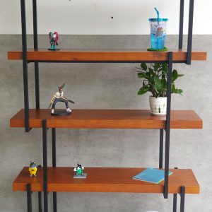 Kệ sách LAM-SHELF 100x34x150cm gỗ thông khung sắt KTB68041