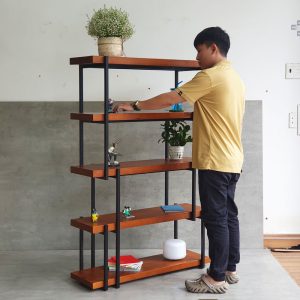 Kệ sách LAM-SHELF 100x34x150cm gỗ thông khung sắt KTB68041