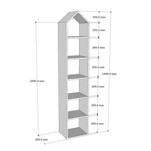 Kệ sách đứng 6 tầng 30x30x180cm gỗ cao su KS68250