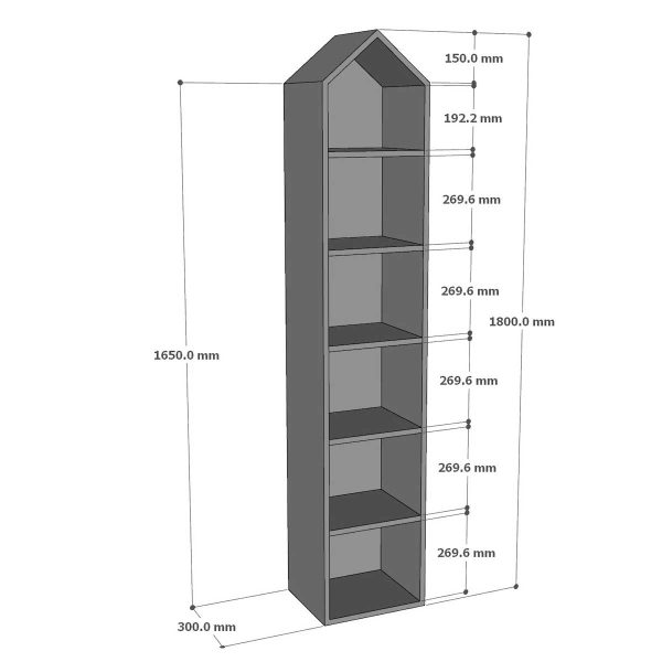 Kệ sách đứng 6 tầng 30x30x180cm gỗ cao su KS68250