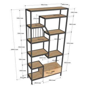 Kệ trang trí khung sắt gỗ cao su TK065