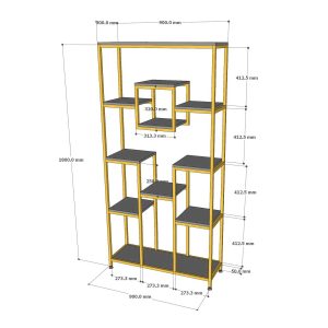 Kệ trang trí 90x30x180cm gỗ cao su khung sắt KS68248